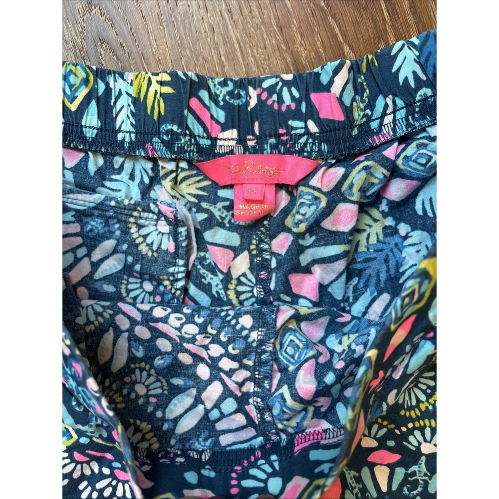 LILLY PULITZER Ocean View Shorts Glow & Flow Inky Blue Pink Rare Medium - Picture 3 of 6